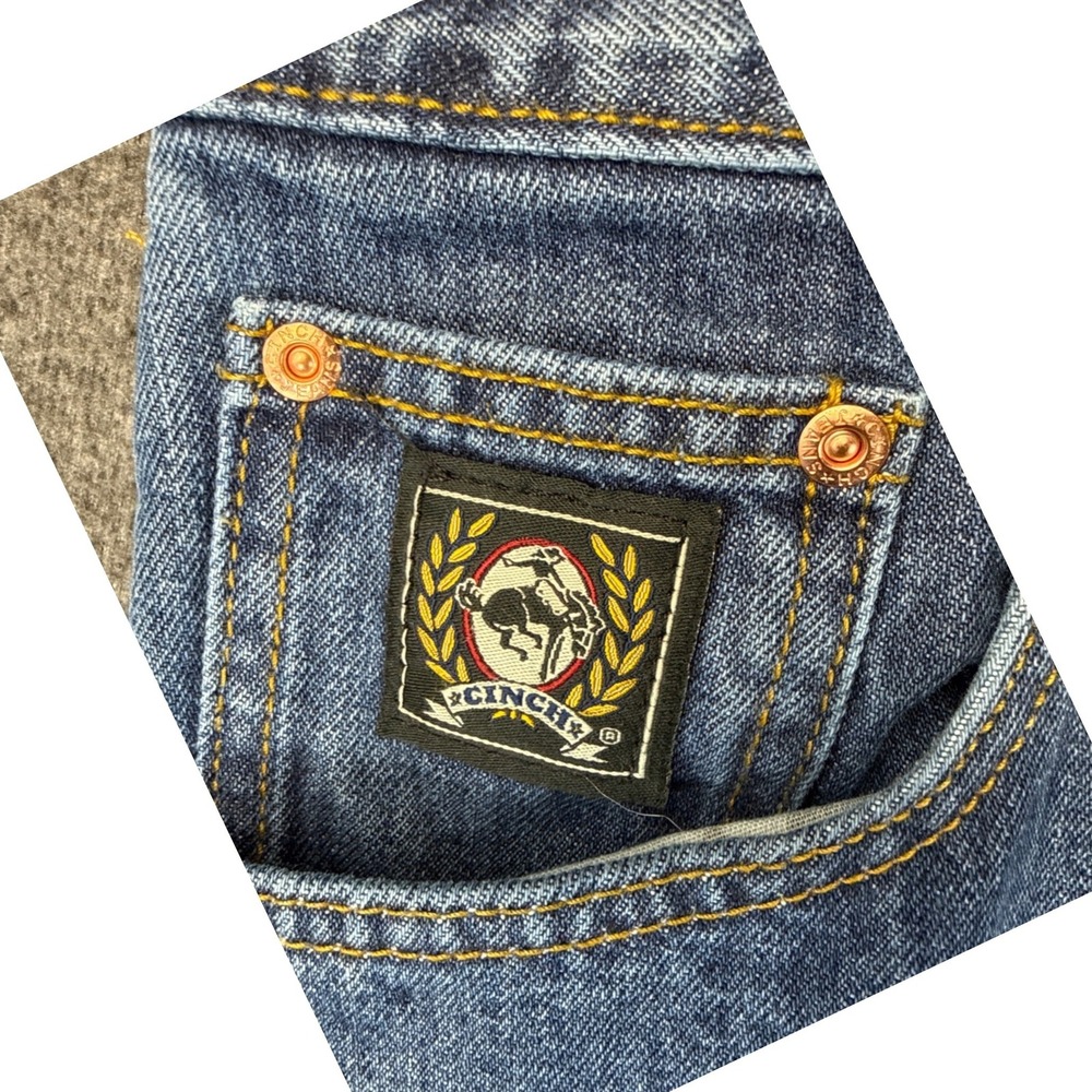 Cinch Black Label Rigid Jeans 40x38 Blue Denim‎ Straight Leg Cowboy Work Pants - Picture 3 of 14